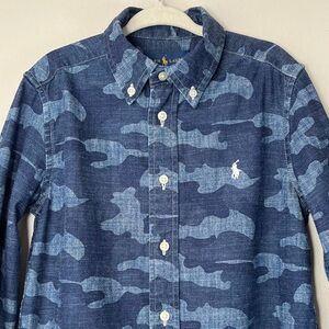 Polo Ralph Lauren Kids 5 Blue Denim Camo Button Down Long Sleeve Shirt Western